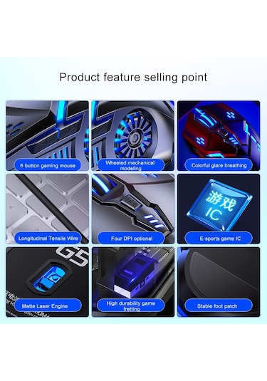 Yındıao G5 3200dpı 4 Modlu Ayarlanabilir 6 Tuşlu Rgb Işık Sessiz Kablolu Oyun Faresi Beyaz Diğer