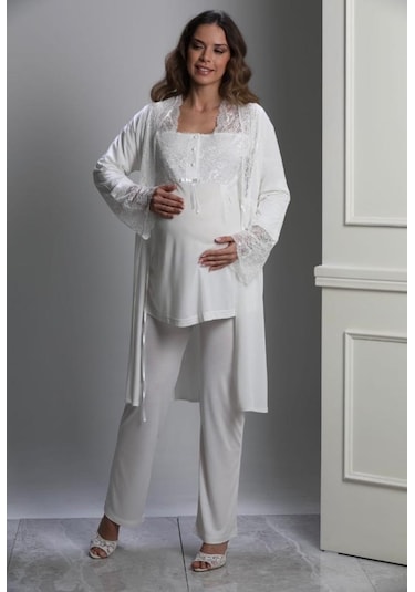 Nehirsel 3018 Hamile Lohusa 3 Lü Pijama Sabahlık Tk 001