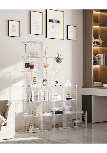 20 Bölmeli Beyaz Renk Portatif Kitaplık Dolap Raf Düzenleyici