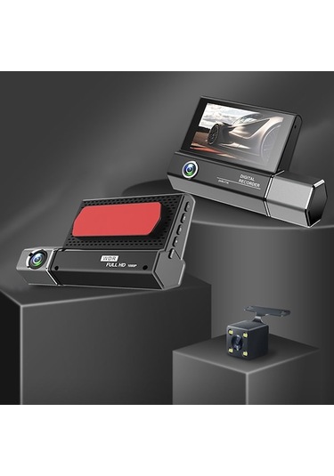 Maoyaya 3 Kameralı Araç Kamerası 4in Net Görüşlü Dikiz Aynası Kayıt Cihazı Güvenli Sürüş