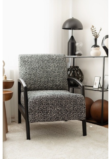 Luma Siyah Ahşap Berjer Çok Renkli