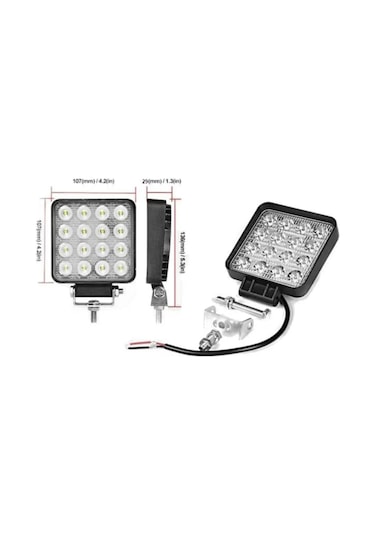 16 Ledli Geri Vites Lambası 12-24v 48w Offroad Projektör Çalışma Lambası 1 Adet