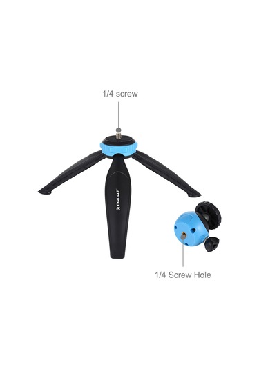 Akıllı Telefonlar, Gopro, Dslr Fotoğraf Makineleri İçin 360 Derece Top Başlı Puluz 20cm Cep Plastik Tripod Dağı Mavi
