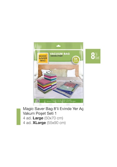 Magic Saver Bag 8'li Evin Yer Aç Vakumlu Poşet Seti 1