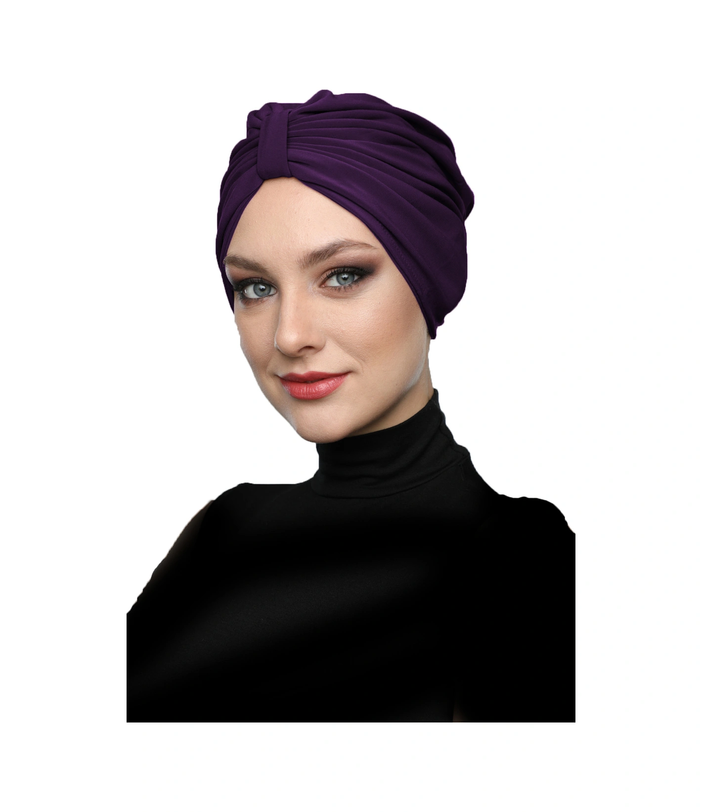 Kelebek Astarlı Mor Hazır Türban Tesettür Havuz Bonesi Mor