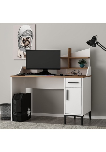 Zeta Çalışma Masası Bilgisayar Masası Ofis Masası Beyaz - Kemençe