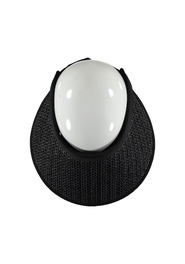 Uv Korumalı 50 Faktör Kadın Hasır Vizör Şapka Örgü Tasarım Vizör Siyah