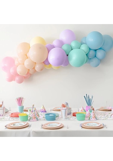 Willowhaven Renkli 63 Parça Pastel Balon Seti - Düğün Doğum Günü Dekorasyonu Renkli