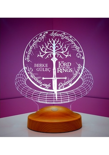 3D Yüzüklerin Efendisi, Lord of the Rings Kişiye Özel 3 Boyutlu Led Lamba