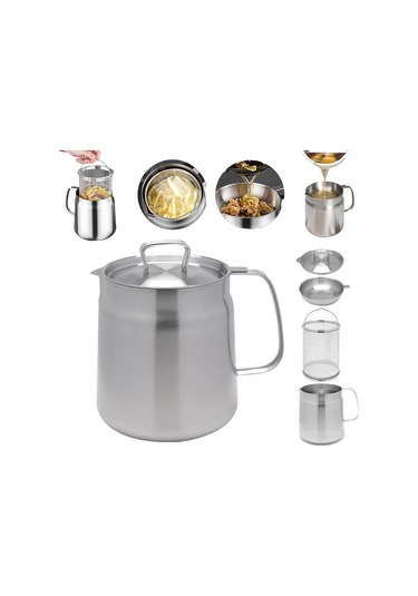 Morponi Paslanmaz Çelik Çok Fonksiyonlu Yağ Filtreli Kızartma Sepeti Çok Yönlü Yağ Filtre Kabı, Ve Süzgeçli Fritöz Krom