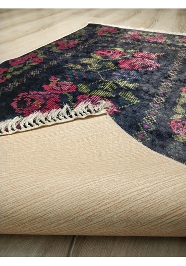 Yamalı Home Style Deri Taban Siyah Kırmızı Pr5616-80X150 Siyah