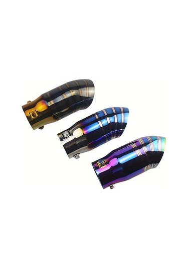 Besthome1 Siyah Altın Renk Araç Egzoz Borusu Paslanmaz Çelik Krom Mavi Dekorasyon Aksesuar