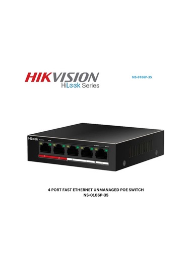 Hılook Ns-0106p-35 B , 4 Port, Megabit, Poe 60w, 2 Port Megabit Uplink, Long Range 250metre, Yönetil