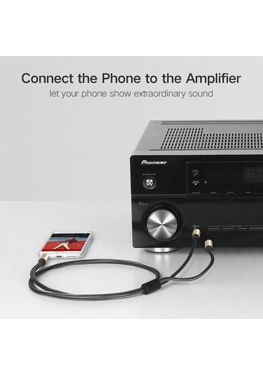 Ebitda 40793 3.5mm Trs Erkek 2x6.35mm Ses Kablosu 3m, Saf Bakır, Altın Konektör, Dayanıklı