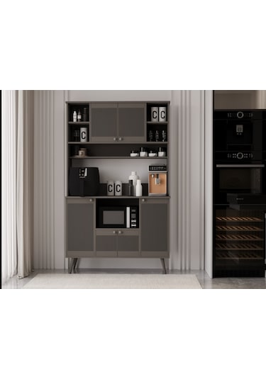 Melura Kahve Köşesi 120 Cm %100 Mdf Çok Amaçlı Dolap Gri
