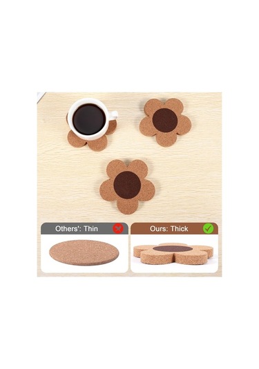 Ulzyvf Tarzı Seti Mantar Mantar Kalın Kahverengi Çiçek Bardak Bardak Altlıkları Altlığı Adet 12 Sv Kahverengi