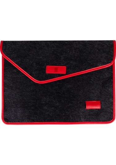 Minbag Aba Siyah Keçe Laptop Çantası, Kırmızı