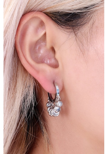 Bhs Life Shakira Taşlı Sallantılı Çelik Kadın Küpe Gümüş