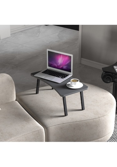 Alpa Ev Mobilya Katlanabilir Laptop Sehpası, Taşınabilir Katlanır Masa, Kahvaltı Ve Çalışma Masası Antrasit