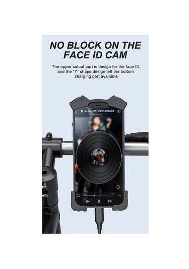 Bisiklet Telefon Tutucu Bisiklet Cep Cep Telefonu Tutucu İphone Samsung Xiaomi İçin Motorlu Navigasyon Braketi Siyah -