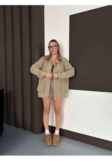 Astarlı Yaka Detaylı Artos Ceket Haki St2651019 Haki