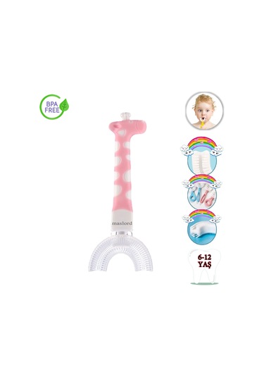 Mas Lord U Tipi Yeni Nesil Diş Fırçası - Pembe - Zürafa Model  6-12 Yaş