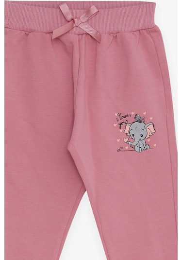 Breeze Kız Bebek Eşofman Altı Bebek Fil Baskılı 6 Ay-2 Yaş, Gülkurusu