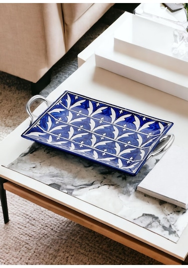 The Mia Corallo Servis Tepsisi Mavi 47 x 27 CM