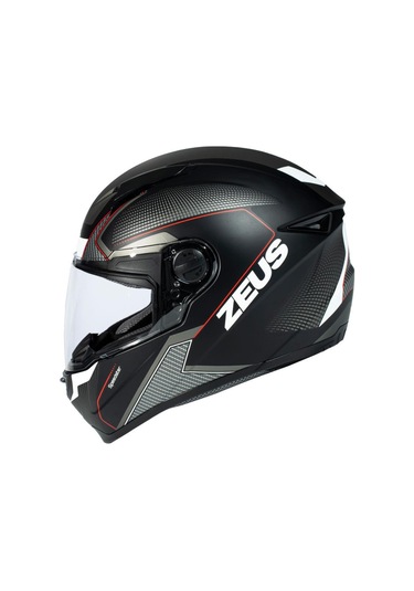 Zeus ZS-811A Al6 Matt Black White Red Kapalı Kask