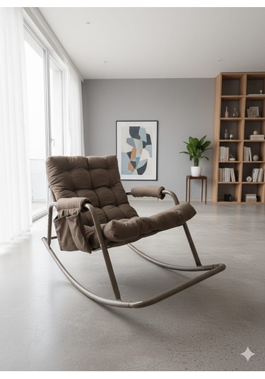 Roket Sallanan Koltuk Rahat Tv, Okuma Ve Emzirme Sandalyesi Yumuşak Minderli Kahverengi