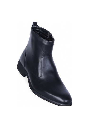 Burç 00705 Siyah Erkek Deri Bot Siyah