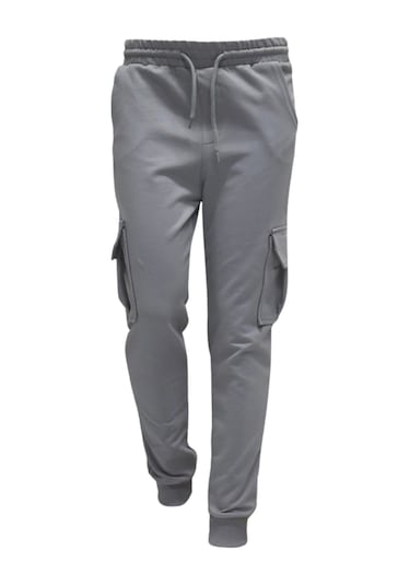 Erkek Çocuk Basic Kargo Cepli Jogger Paça Okul Eşofman Altı Ak2322-1 Gri