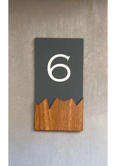 Wooden Serisi Dikey Kapı Numarası