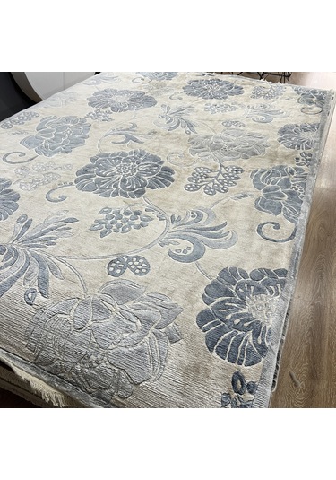Eko Halı Fantacy 1525 Cream Blue El Dokuma Salon Halısı Krem Mavi