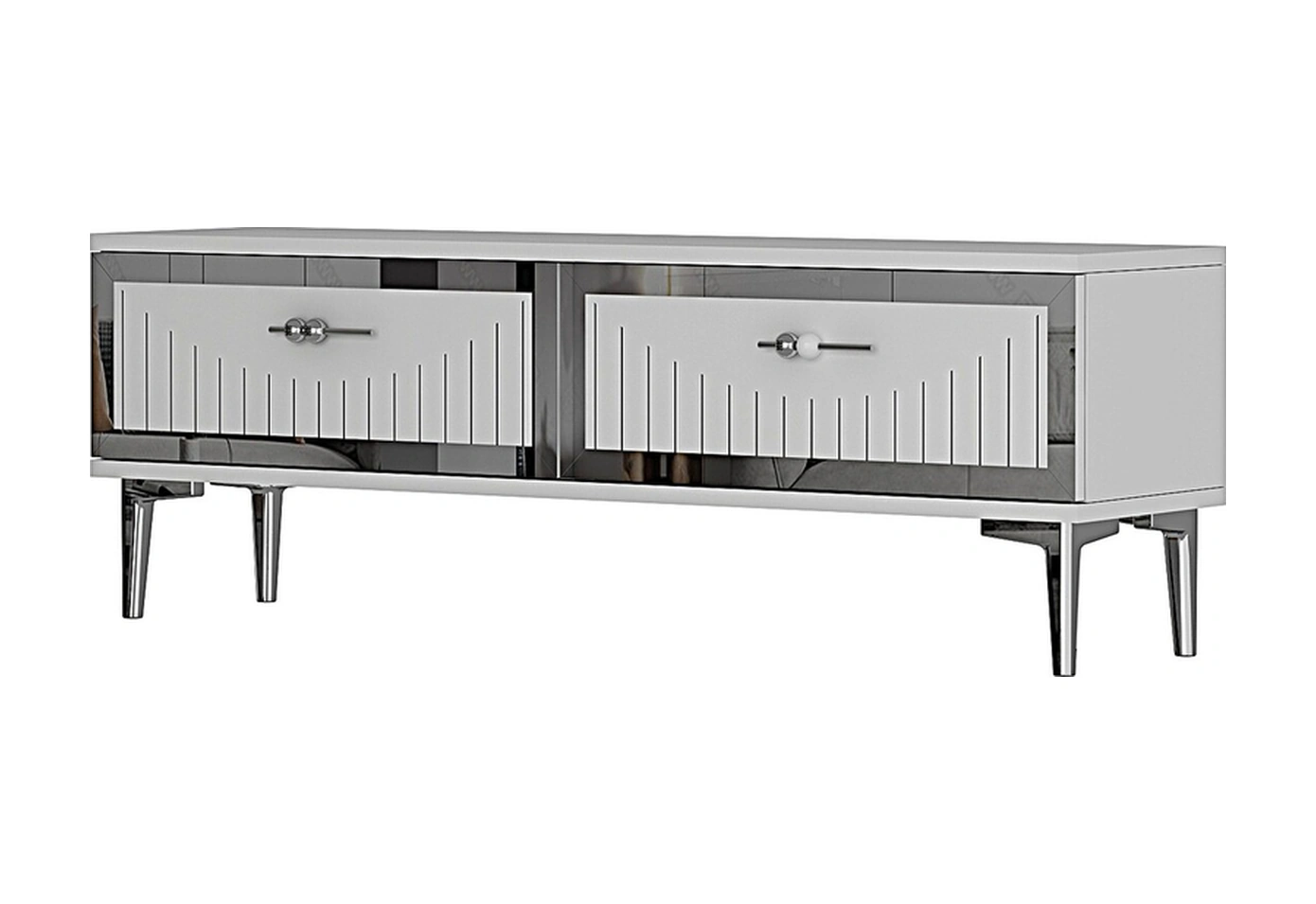 Tsa1204bs - Tunatv120 Tv Stand, Tv Sehpası Beyaz-sılver 120cm Beyaz