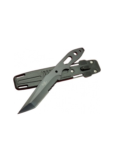 Fox A13 Siyah, Testereli Outdoor Kamp Bıçak 22 Cm - Komple Metal, Kılıflı Diğer