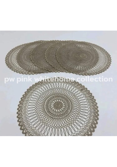 Supla Amerikan Servis Kardon işlemelİ 38 cm 6 lı paket Bej