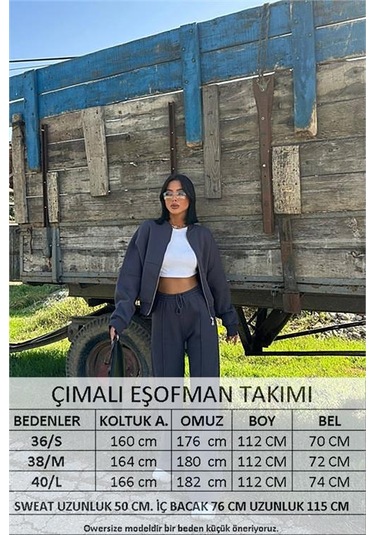 Neşeli Butik Kadın Antrasit Fermuarlı Kışlık Eşofman Takımı Nbg026 Antrasit