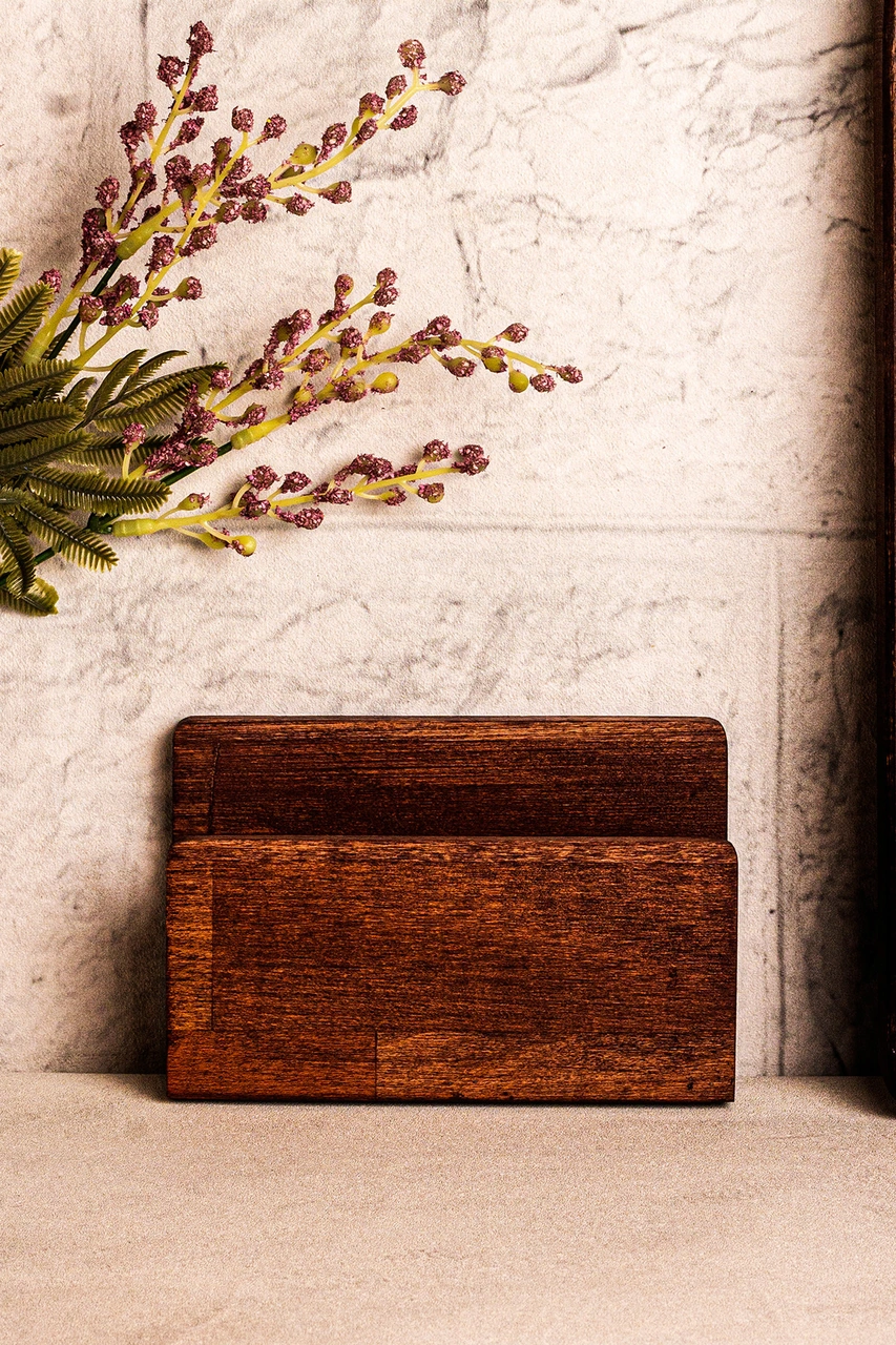 Snippy Vero - Ahşap Peçetelik Masaüstü Peçete Organizeri Kahverengi