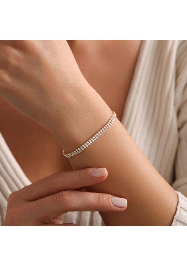 Sembol Gold Su Yolu Bileklik İki Sıra İtaly Kilit Renkli Çok Renkli