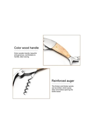 Fastbuy Ahşap Balık Şekilli Şarap Açacağı, Çok Amaçlı Şarap Tirbuşonu, Ev Dekorasyonu İçin Ideal Diğer