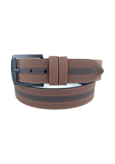 Kahverengi Suni Deri Ortası Sarı Dikişli Model 4.5 Cm.lik Unisex Spor Kemer - 4509-10 Kahverengi