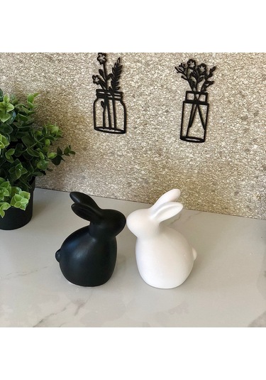 Thiramis Homeconcept Dekoratif Siyah & Beyaz Tavşan 2li Set