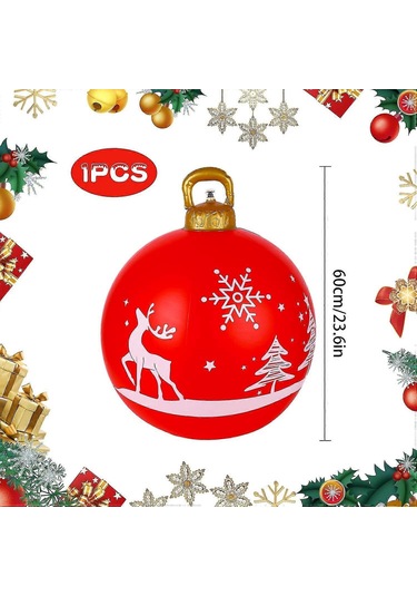 Wjtg 2024,60cm Noel Şişme Topu Şişme Pvc Noel Topları Noel Süslemeleri Noel Ağacı Topundan Yapılmış Noel Topu Noel Topu