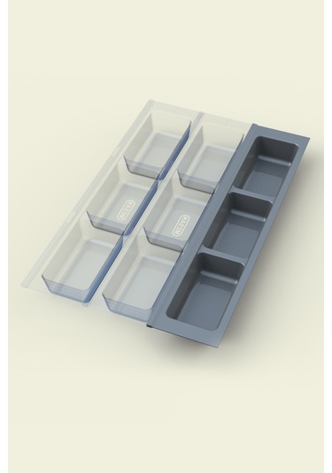 Mutfak Çekmece Içi Kaşıklık, Antrasit Üç Bölmeli Modül 11cm X 48cm Antrasit