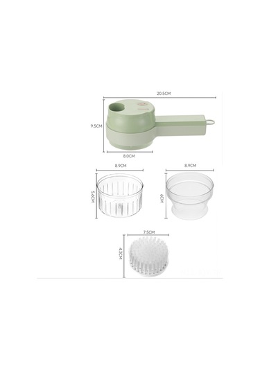 Youmex Gatling Akıllı Elektrikli Sebze Kesici - Kurumsu Sarımsak Ezici, Biber Dilimleyici, Bebek Yemeği Hazırlayıcı - 800mah Kablosuz, El Tutan Tasarım Yeşil