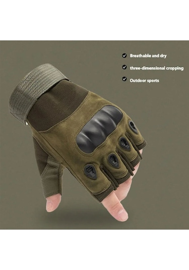 Reedark taktik Eldivenler - Motor, Bisiklet, Avcılık Ve Outdoor İçin Parmaksız Siyah