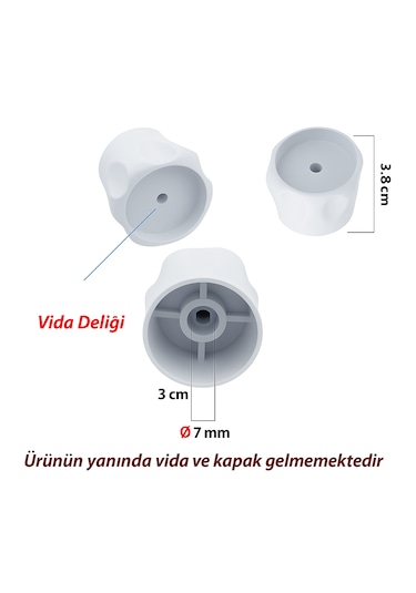 Vidalı 7 Mm - 5 Adet Radyatör Vanası Başlığı - Geniş Tip Petek Va