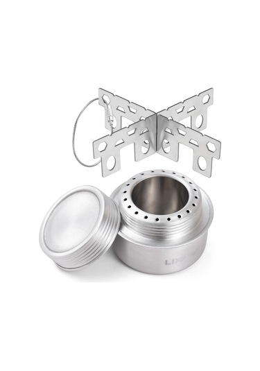 Moveevo Lıxada Ultra Hafif Alüminyum Alkol Ocağı Seti: Çapraz Ayak, Yangın Söndürücü Kapağı Ve Rüzgar Engelleyici - Kamp, Piknik, Yürüyüş İçin Uygun Gümüş