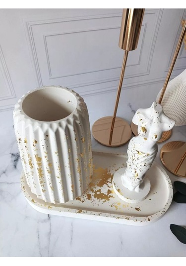 Cre Art Kuru Çiçek Vazosu Dekoratif İç Mekan Seti 160467159 Altın Rengi